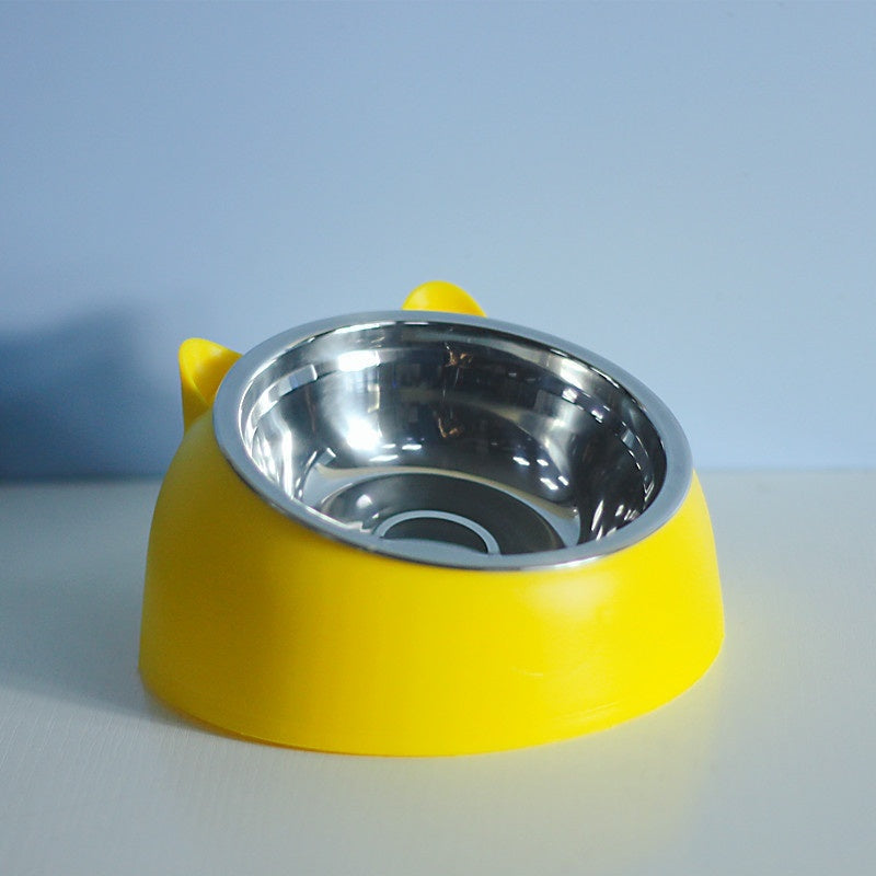 Ergonomic Pet Double Bowl – Stainless Steel, Neck-Friendly, Cute Design