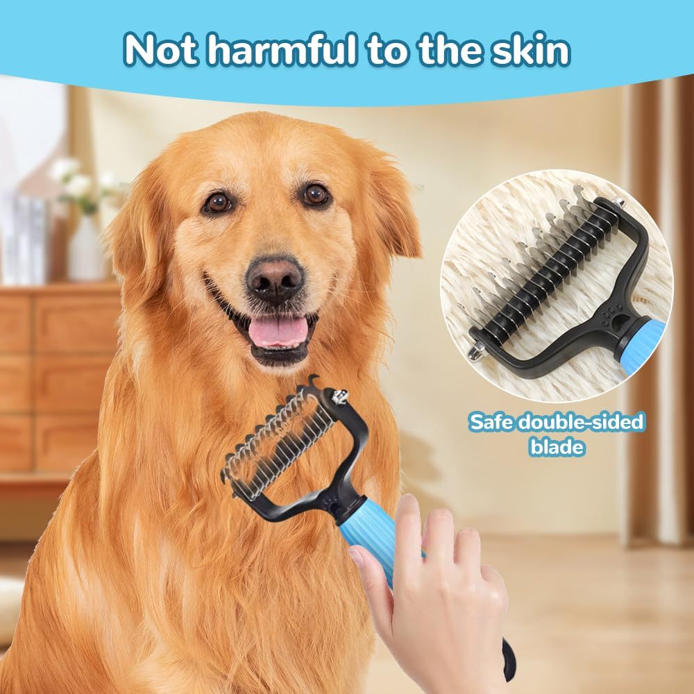 2-in-1 Dematting & Deshedding Rake – Detangles, Thins & Reduces Shedding