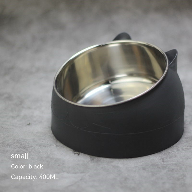 Ergonomic Pet Double Bowl – Stainless Steel, Neck-Friendly, Cute Design