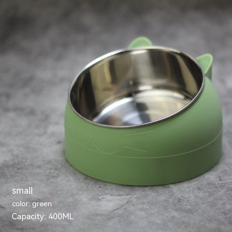 Ergonomic Pet Double Bowl – Stainless Steel, Neck-Friendly, Cute Design