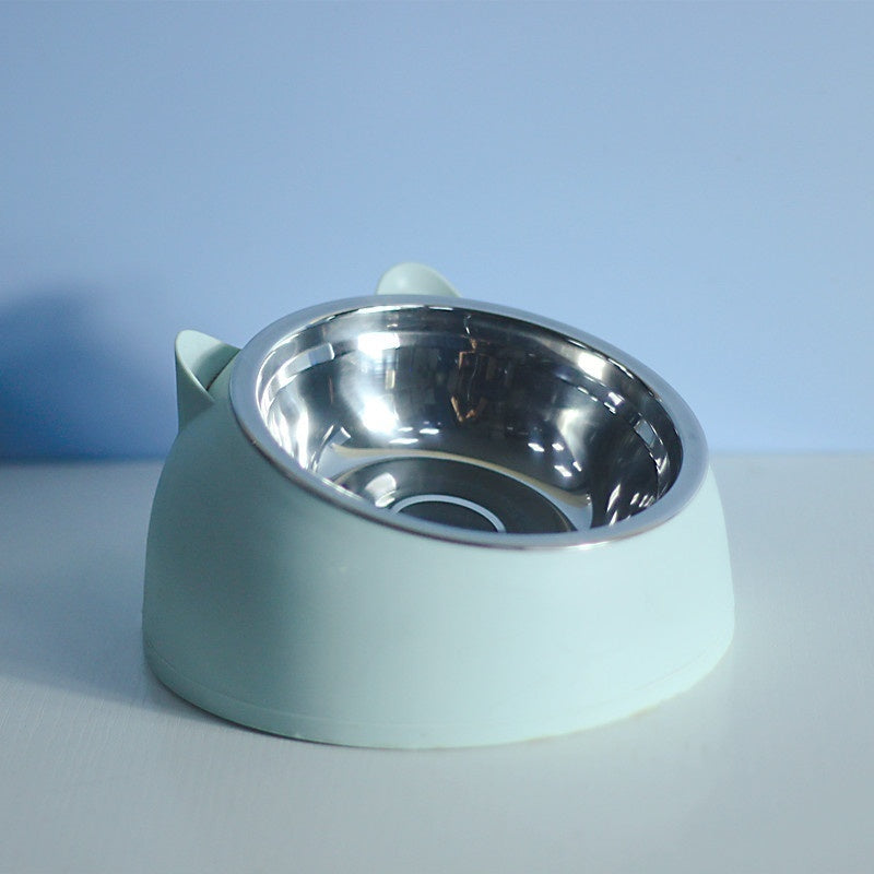Ergonomic Pet Double Bowl – Stainless Steel, Neck-Friendly, Cute Design