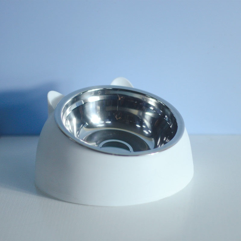 Ergonomic Pet Double Bowl – Stainless Steel, Neck-Friendly, Cute Design