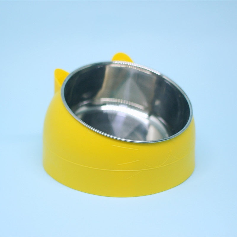 Ergonomic Pet Double Bowl – Stainless Steel, Neck-Friendly, Cute Design