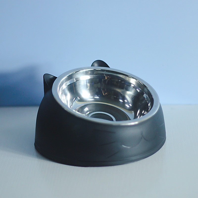 Ergonomic Pet Double Bowl – Stainless Steel, Neck-Friendly, Cute Design