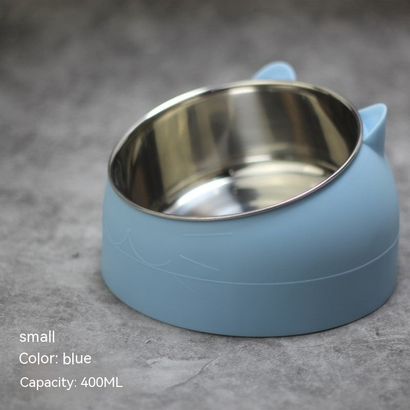 Ergonomic Pet Double Bowl – Stainless Steel, Neck-Friendly, Cute Design
