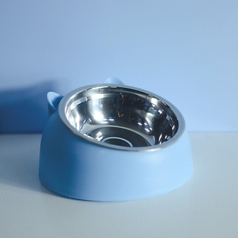 Ergonomic Pet Double Bowl – Stainless Steel, Neck-Friendly, Cute Design