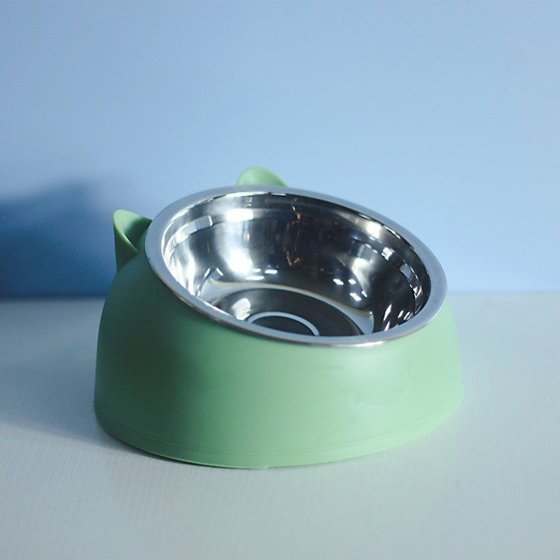 Ergonomic Pet Double Bowl – Stainless Steel, Neck-Friendly, Cute Design