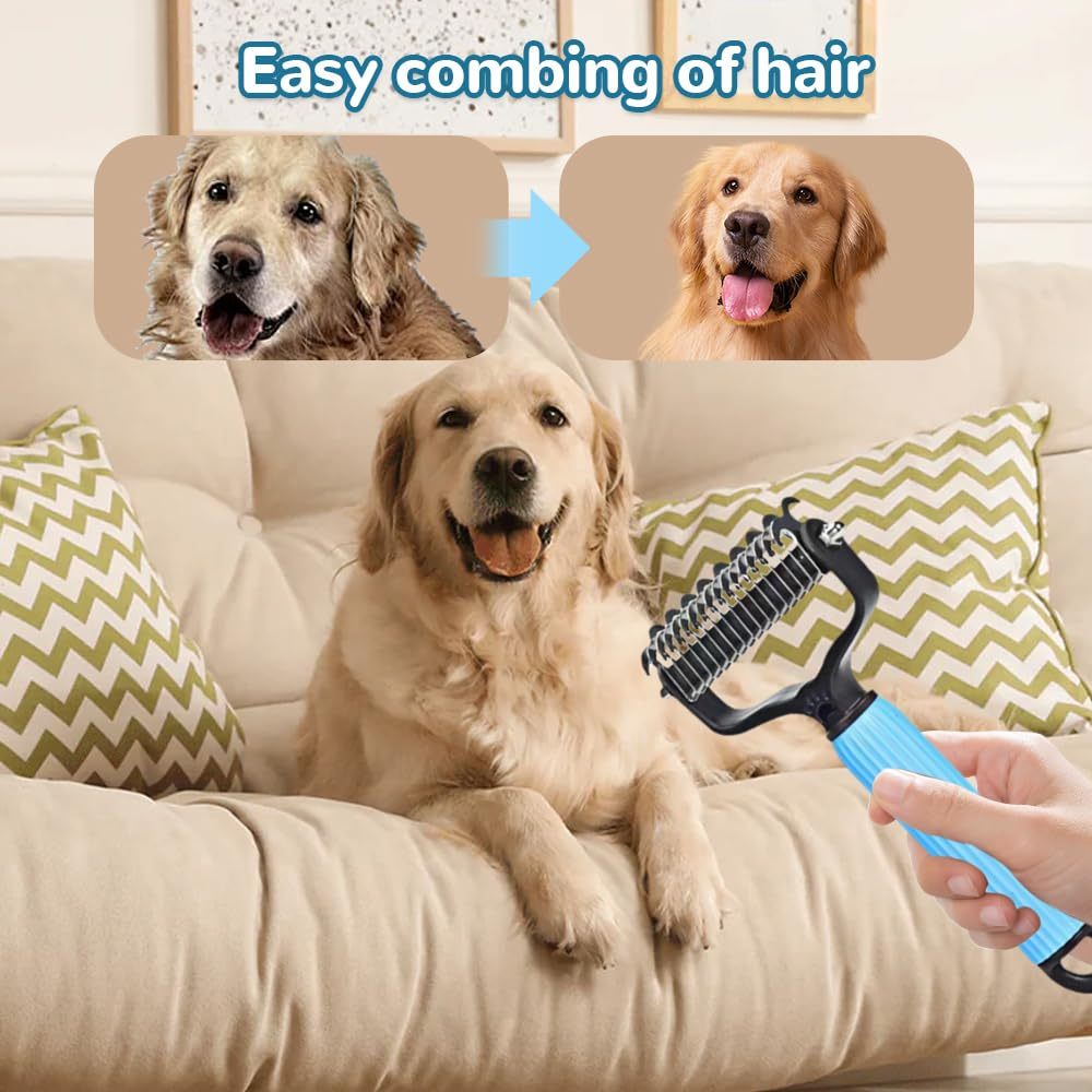 2-in-1 Dematting & Deshedding Rake – Detangles, Thins & Reduces Shedding