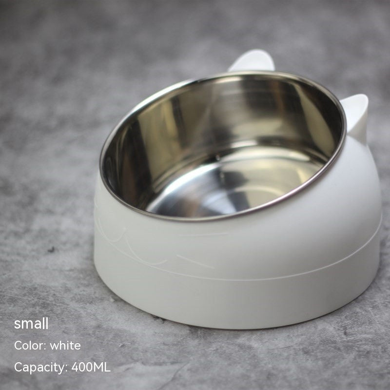 Ergonomic Pet Double Bowl – Stainless Steel, Neck-Friendly, Cute Design