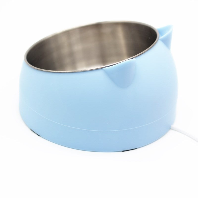 Ergonomic Pet Double Bowl – Stainless Steel, Neck-Friendly, Cute Design