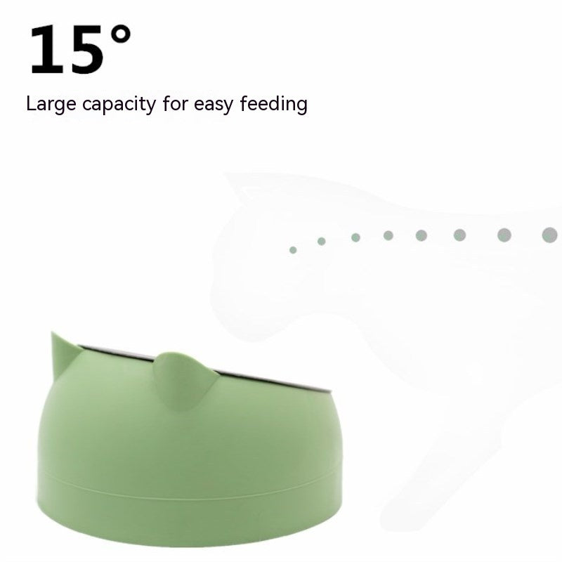 Ergonomic Pet Double Bowl – Stainless Steel, Neck-Friendly, Cute Design