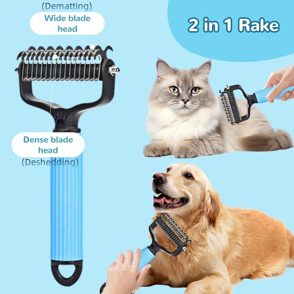 2-in-1 Dematting & Deshedding Rake – Detangles, Thins & Reduces Shedding